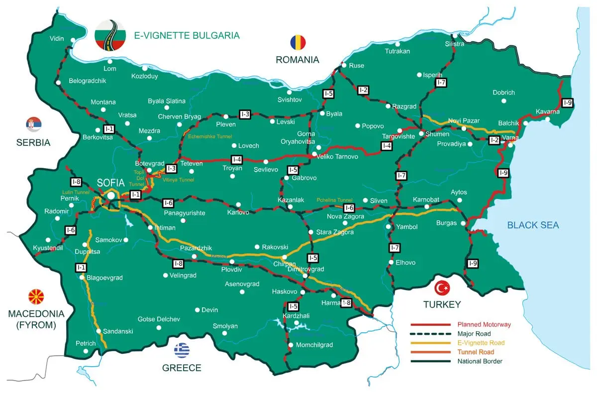 Платні дороги Болгарія карта