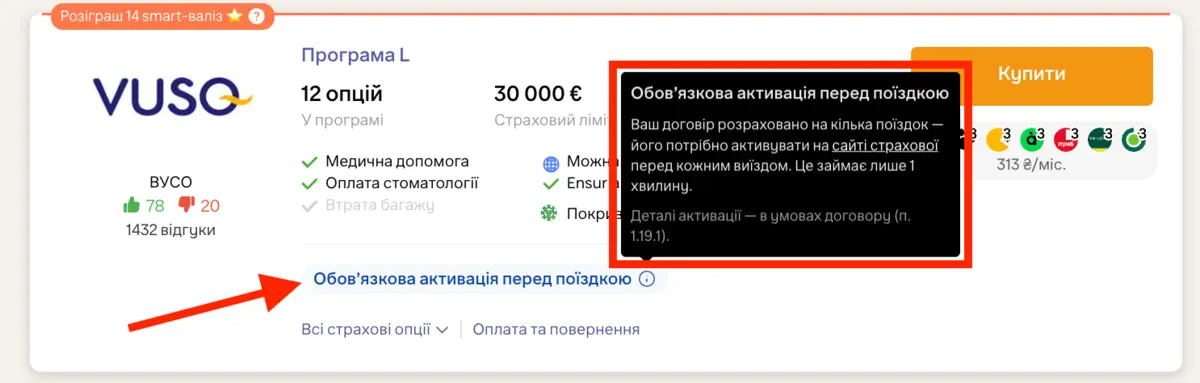 Річний багаторазовий страховий поліс для туризму — обовʼязкова активація