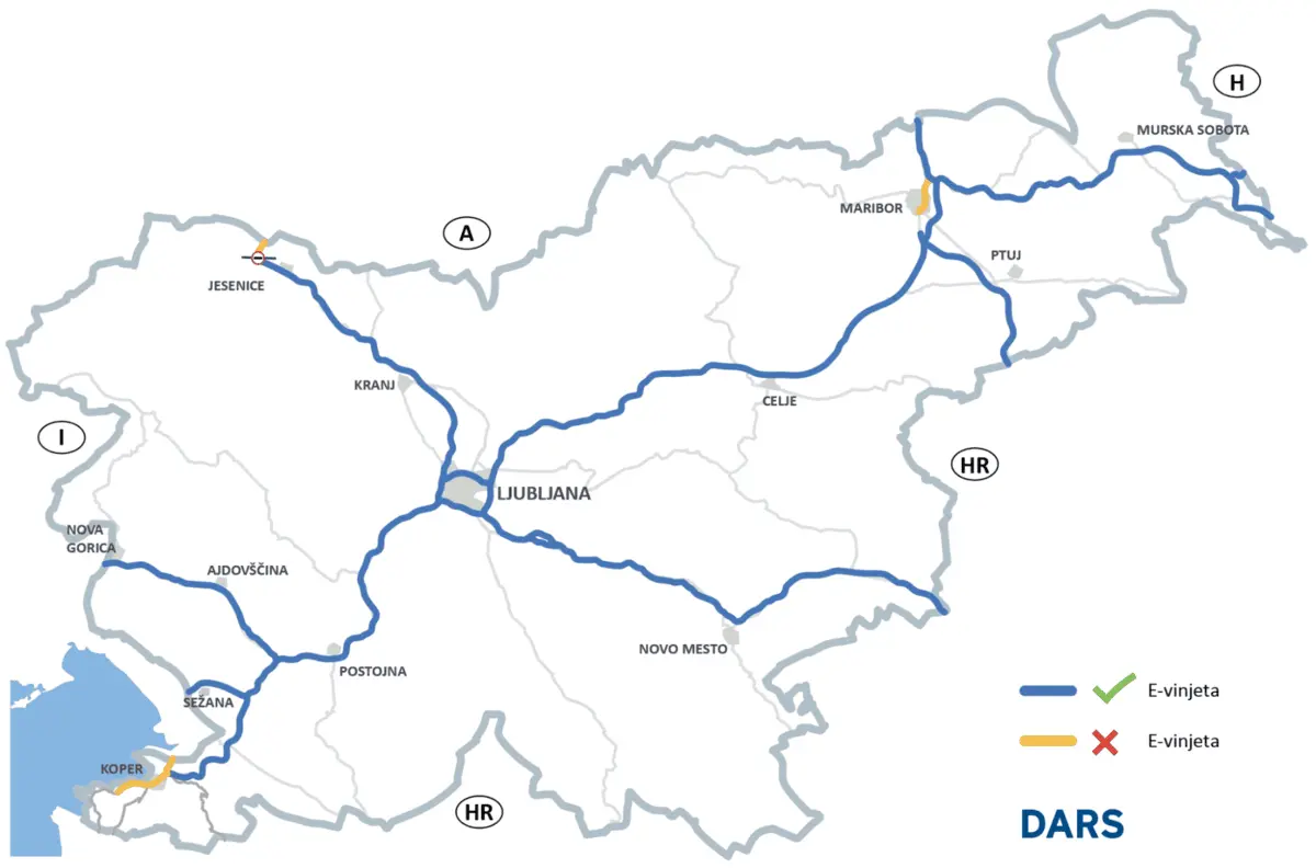 Платні дороги Словенії карта