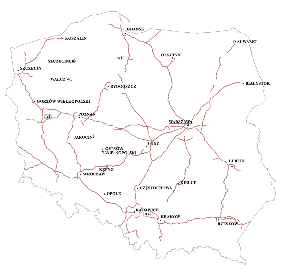 Карта платних доріг у Польщі